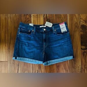 Levi’s Mid Length Denim Shorts Women’s Size 34 Dark Wash Mid Rise NWT